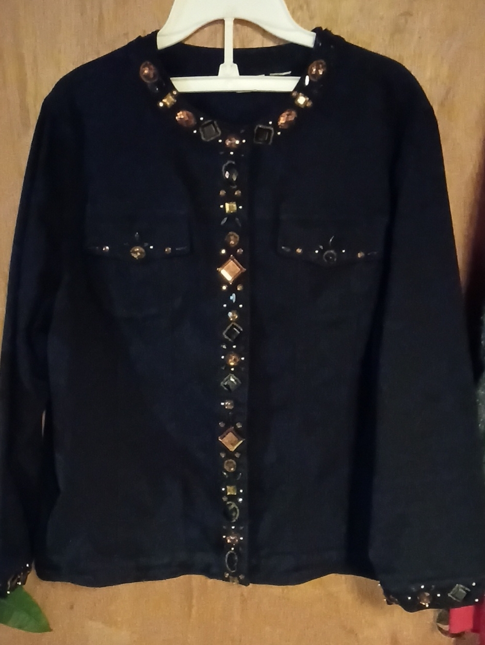 Laura Ashley Black Blazer with Gold Jeweled Trim